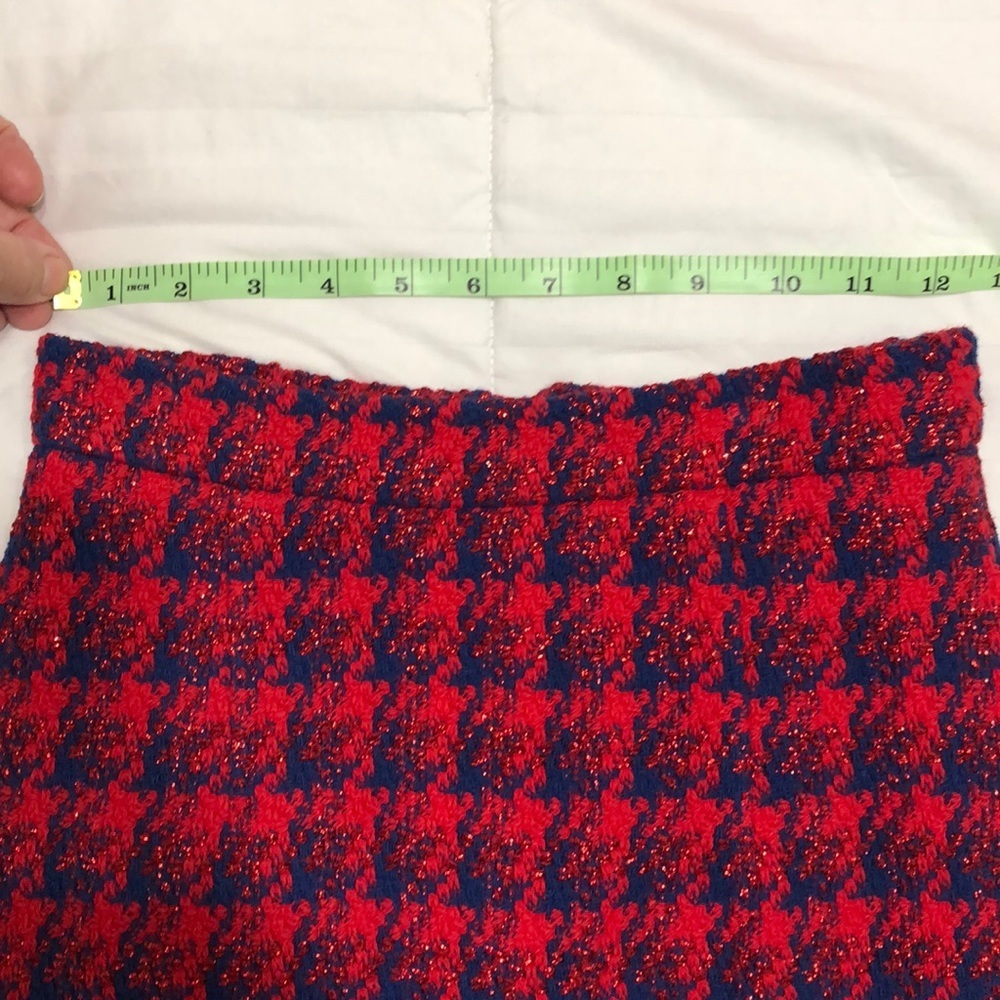 IRO Quisera Red/Blue Frayed Metallic Tweed Mini Skirt Size 34 US 2(XS) - Picture 4 of 7
